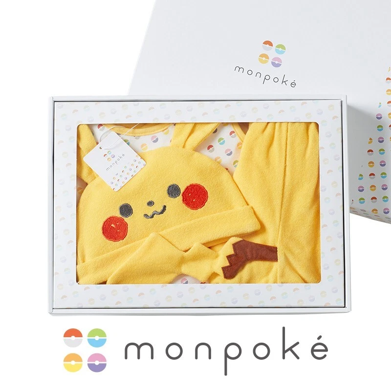 NEW Pokemon Pikachu Newborn Baby Clothes Gift Set Cap Bib Bloomer Monpoke