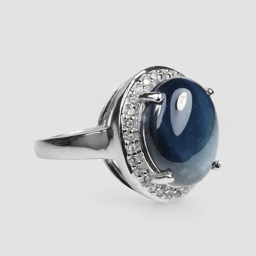 8.45CT BLUE STAR SAPPHIRE SIX RAYS 925 STERLING SILVER WHITE GOLD PLATED RINGS - Picture 4 of 9