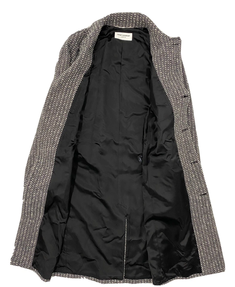 $4,000 Saint Laurent Wool Long Coat Size Large EU 52 Made in Italy - Image 2 of 4