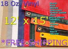 12' x 15' 18 Oz Waterproof Heavy Duty Vinyl Tarp - Truck Trailer Equipment Cover