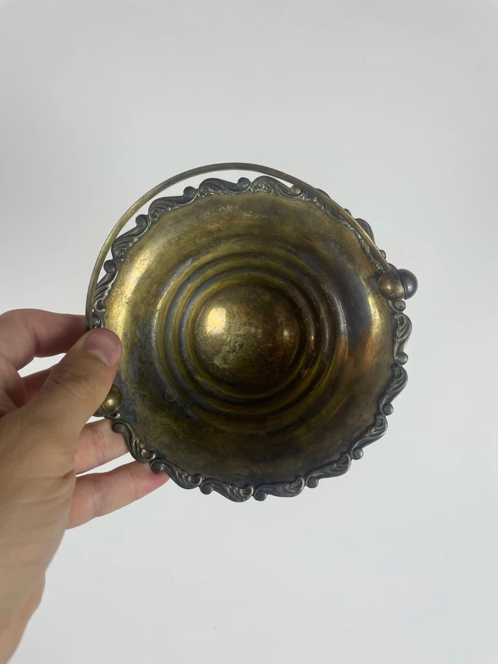 Винтажная Советская Россия серебро конфеты чаша корзина 60-х СССР с ручкой 875 - Изображение 2 из 4