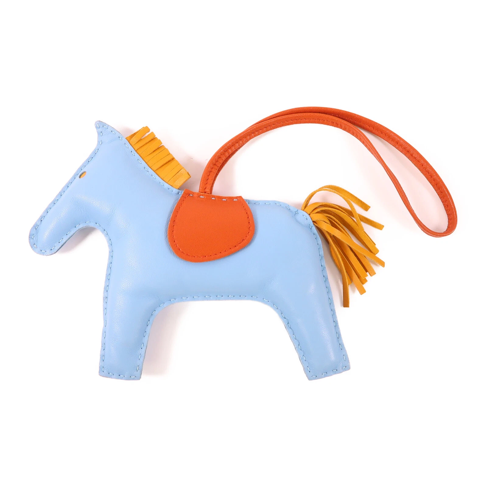 HERMÈS HERMES Rodeo GM Charm Milo Pelle Blu