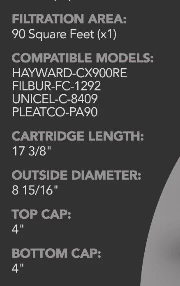 C-8409 Pool Filter PLF90A, C900, CX900RE, PA90, FC-1292,   2-Pack  NEW - Image 2 of 3