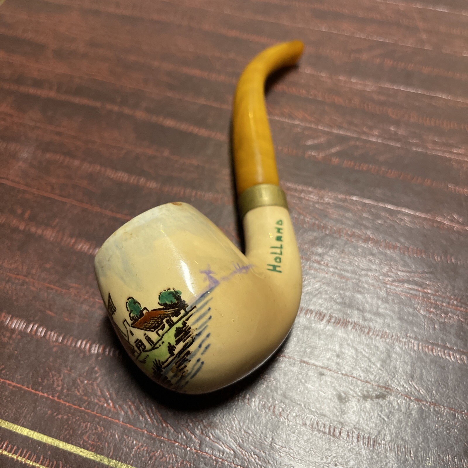 Vintage Pipe Ceramic Goedewaagen Made in Holland Windmill Village