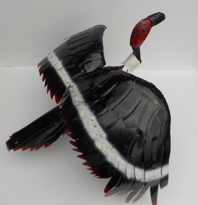 METAL ART BLACK TURKEY BUZZARD SCULPTURE 25'' WING SPAN VULTURE ANIMAL FIGURE