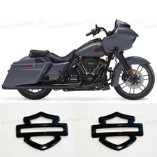 2x METAL Gloss Black Harley CVO Custom Metal Tank Emblems Show Gloss Finish