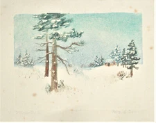 Cora Smith California Artist Signed Monotype of Landscape (I)