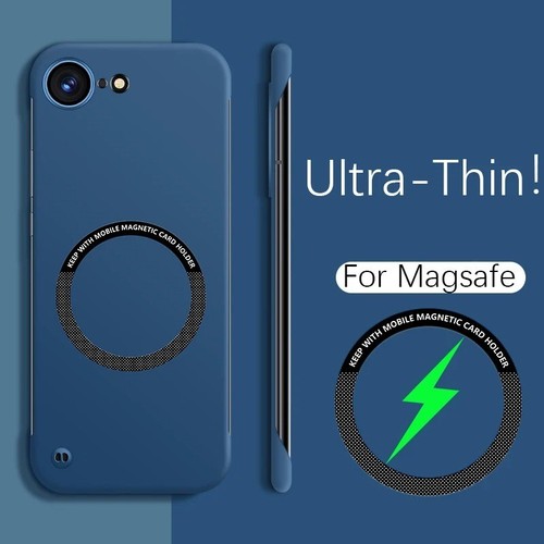 Ultra-Thin Frameless Magsafe Case For iPhone 16E 16 15 14 13 12 11 Pro Max Plus - Photo 3 sur 15
