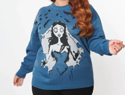 Corpse Bride Emily Sweater Goth Tim Burton 4X 26/28 Plus Size Unique Vintage