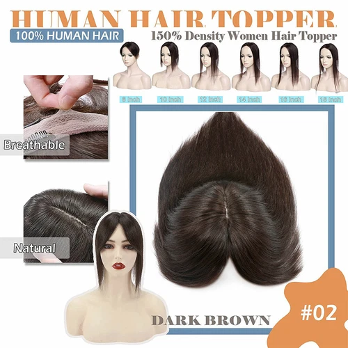 100% Echthaar Topper Toupet Extensions Clip In Remy Human Hair Toupee Haarteil l - Bild 43 von 84
