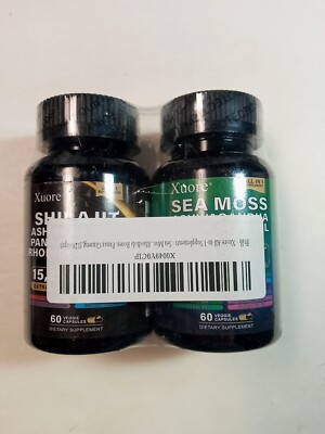 Xuore Shilajit Panax Ginseng-Sea Moss, Black Seed Oil Ginger 2pk 60 Ct Exp 06/26