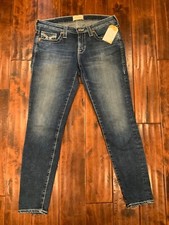 Big Star Medium Wash "Alex Skinny" Blue Denim Jeans Embroidered Pockets, Size 29