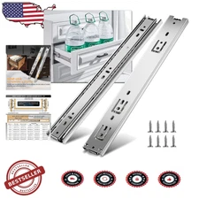 Smooth Operating 20 Inch Drawer Slides - Full Extension, Side Mount, 5 Pairs