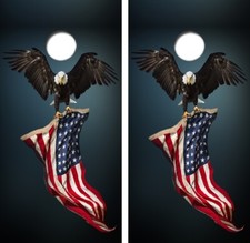Bald Eagle With Flag Cornhole Board Wrap LAMINATED Decals Vinyl Sticker 4722