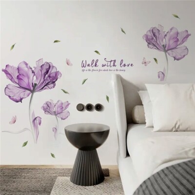 Removable Wall Sticker 3D Lotus Flowers Decal Vinyl Mural Art Bedroom Home Decor