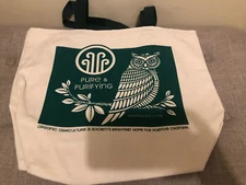 Eden Foods Owl Bag Canvas Cotton Reusable Large Durable Shopping Bag New