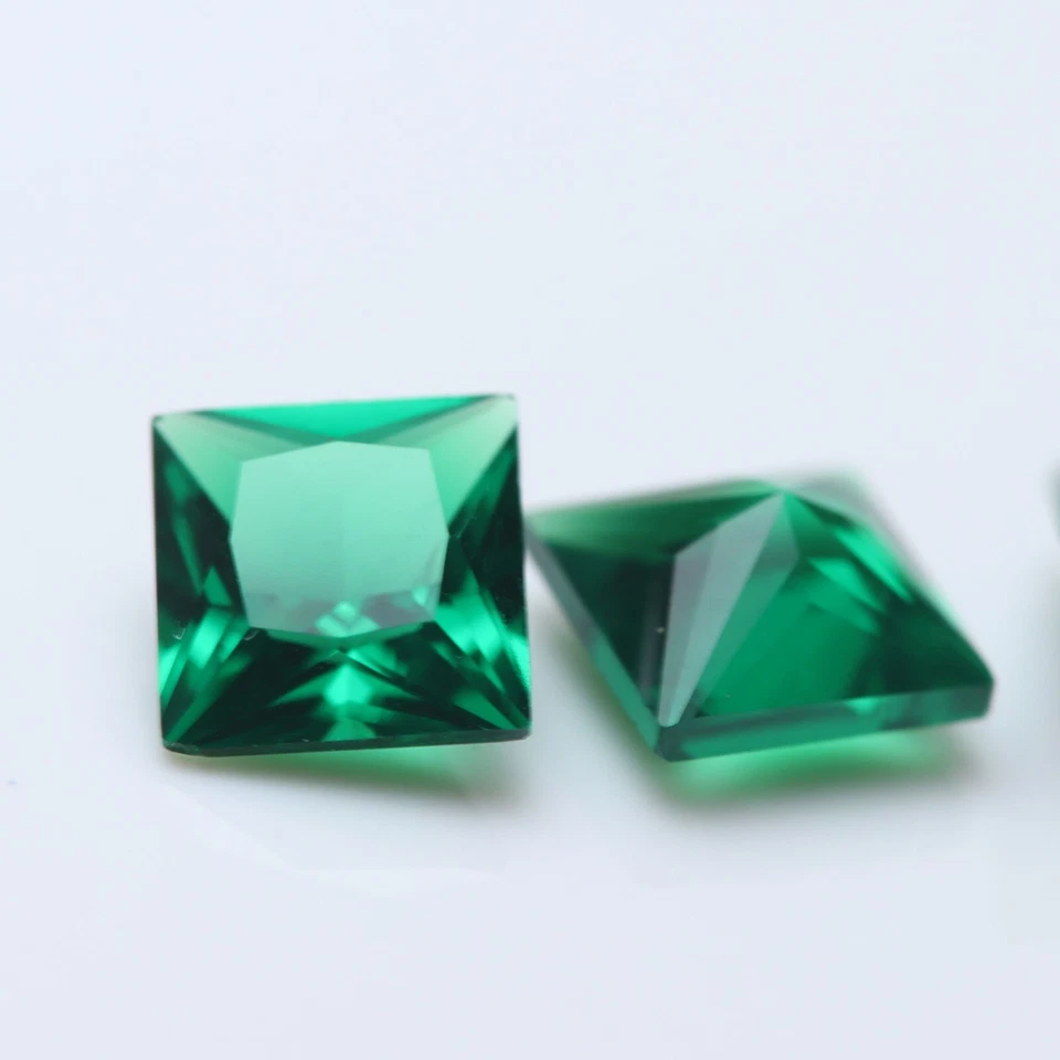 Green Nano Emerald Square AAA Rated Lab Created Gemstone Jewelry Stone 3mm to6mm - Image 2 of 4