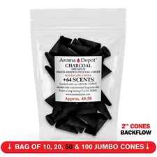 Charcoal Incense Cones 2'' Jumbo BACKFLOW For Waterfall Burner Wholesale