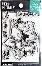 Magnolia Flower Florals 3x4" Poly Clear Stamp Set Hero Arts CM261 NEW!