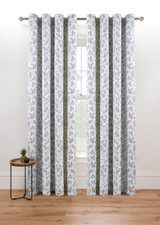Grey Ditsy Floral Print Eyelet Curtains 66x54 RRP 30.00 lot GD