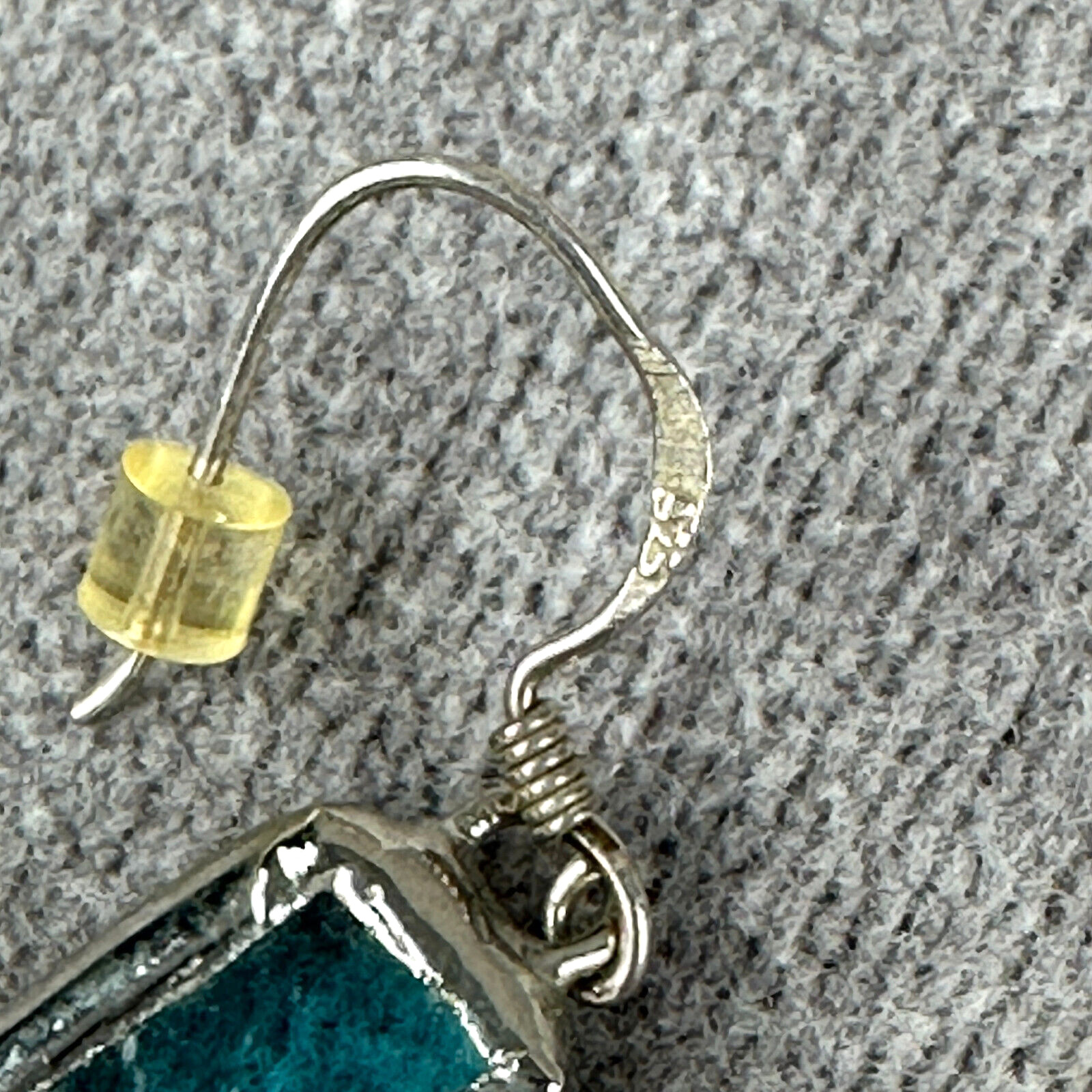 Pierced Earrings Rectangular Blue Stained Glass 9… - image 7