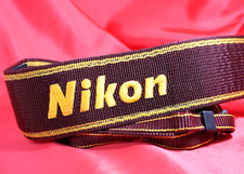 Vintage Nikon Camera Neck Strap Nylon woven fabric "Maroon / Yellow" From Japan