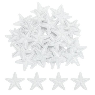 Small 5Star Iron on Patches Embroidered Sew Appliques 1.5'' White 50pcs