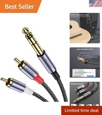 Heavy Duty 6.6FT Gold-Plated TRS to Dual RCA Male Cable - Flexibility Assured