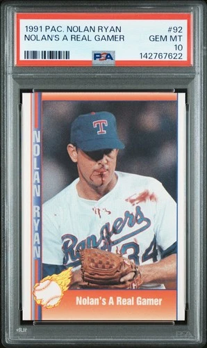 Nolan Ryan 1991 Pacific Ryan Texas Express #92 Nolan's a Real Gamer PSA 10