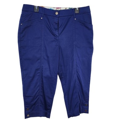 Chico's Capri Pants Sz 2 12 Nocturne Navy Luze Utility Slim Capri Secret Stretch