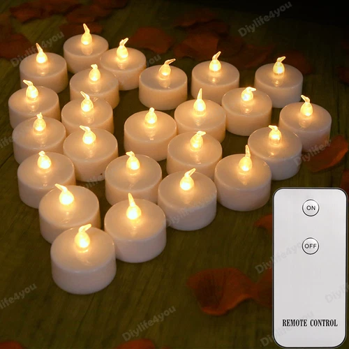 6/12/24PCS FLICKERING FLAMELESS LED Tea Lights Votive Candles W/ Remote Control