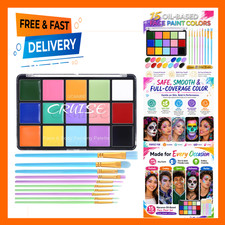 Face Body Paint Oil Palette 15 Colors with 10 Pcs Brushes Set, Professional
