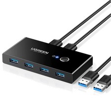 USB Switch 2PC 4 Out USB 3.0 Umschalter Tastatur Maus Drucker Scanner 2 A Kabel