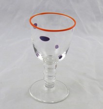 Signed Pean Doubulyu Dottie Wine Glass 6-1/2" Artist Signed on Base Orange Rim