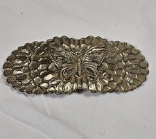 VINTAGE Hair Barrette Clip Butterfly Gold Tone Hammered Look. Unique Boho Retro