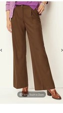 J. Jill Pleated Wide-Leg Pants In Chesnut Brown 273791 Size 16