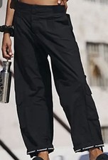 FP Movement Free People Cargo Pants Black Grunge Parachute Sz L Black