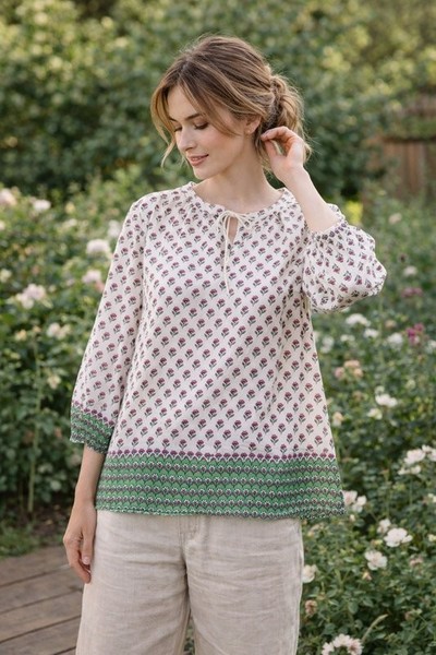 Women Boden Shirt White Cotton M #44PD