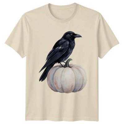 Rabe auf Kürbis T-Shirt Krähe Rabe Vogel Kunst Halloween Geschenk für Ihn und