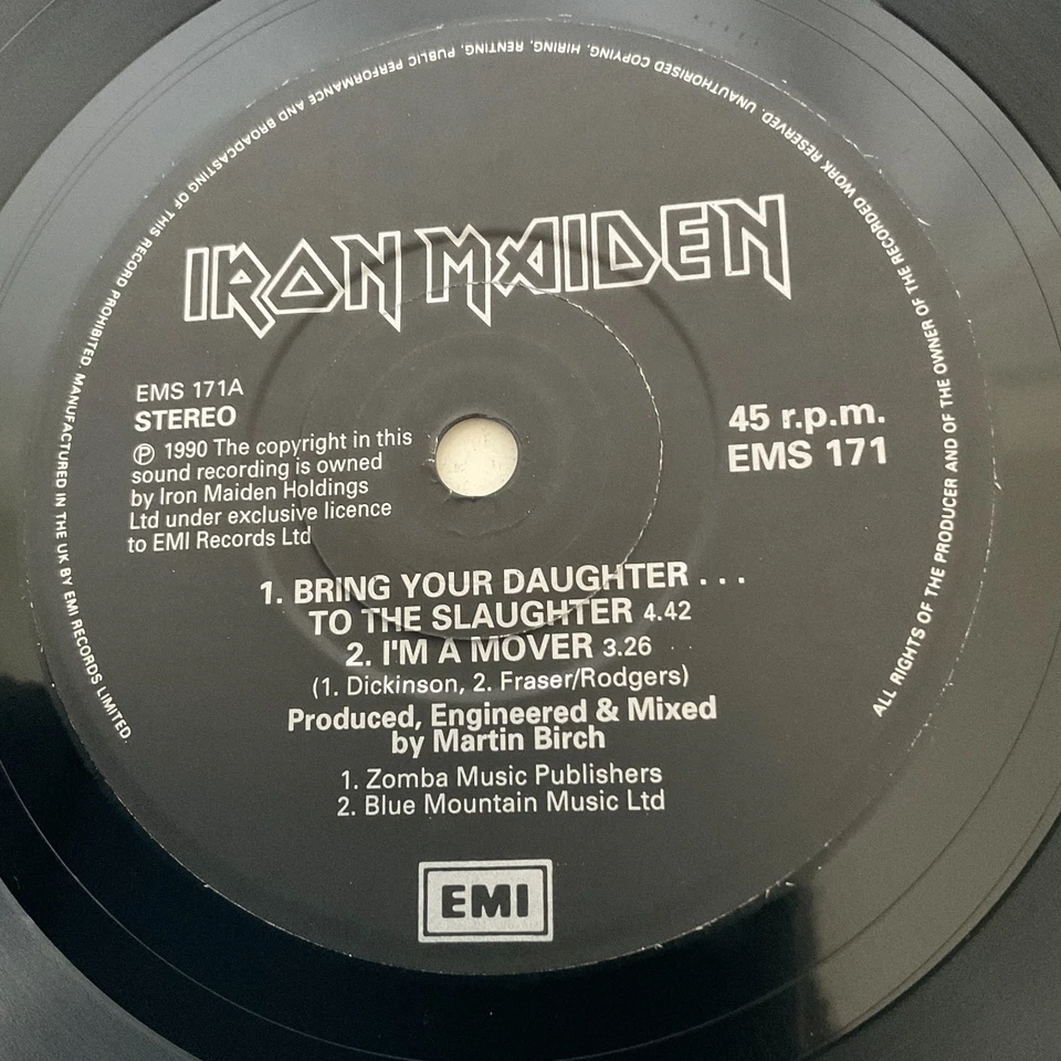 Iron Maiden - Bring Your Daughter - 7" Etched Autograph Disc NM/EX UK EMS171 Foto 4 de 4