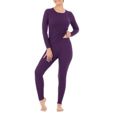 Fruit of the Loom Womens Thermal Set, Micro Waffle, Violet, Large