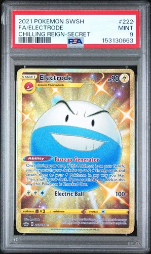 2021 POKEMON SWORD & SHIELD CHILLING REIGN SECRET #222 FULL ART/ELECTRODE PSA 9