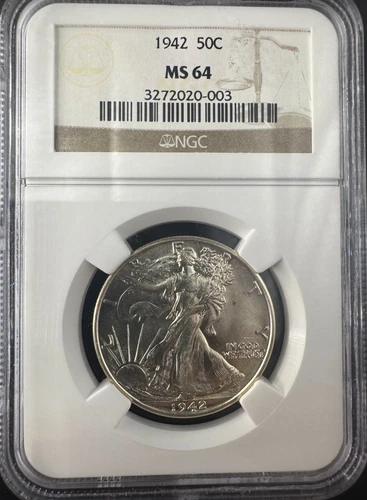 1942 Walking Liberty Half Dollar PCGS MS64 Brilliant Uncirculated Silver 50C