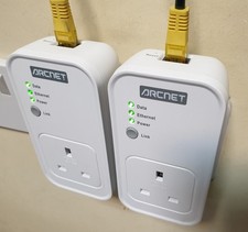 Arcnet PL3001A Powerline Network Adapters (Pair) + 2 Cat5e Ethernet Cables