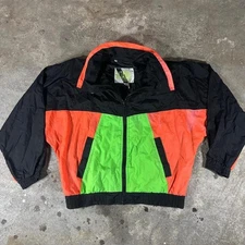 Multicolor gitano nylon lightweight windbreaker jacket in green and orange