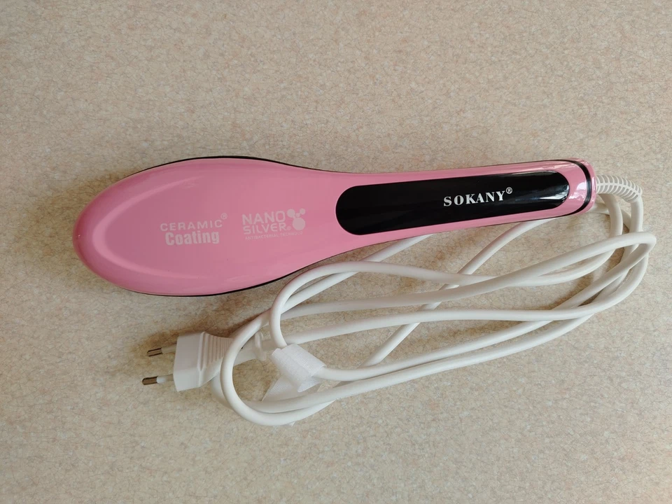 Cepillo alisador de pelo rápido Sokany SK-1006 - Recubrimiento cerámico, nano plata, rosa Foto 2 de 4
