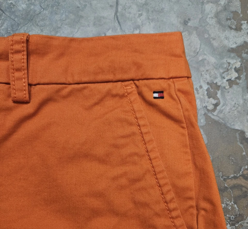Tommy Hilfiger Shorts Womens Size 12 Orange Chino Stretch Button Fly Preppy  - Image 3 of 4