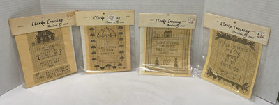4 Lot Clarks Crossing Cross Stitch Sampler Kit Simple Small Quotes Home Friends