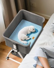 Bedside Dog Bed, 6-Height Adjustable Elevated Cat Bed for Small  Medium Puppy 