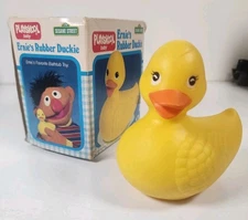 1991 VINTAGE SESAME STREET PLAYSKOOL Baby ERNIE  YELLOW RUBBER DUCKIE In Box
